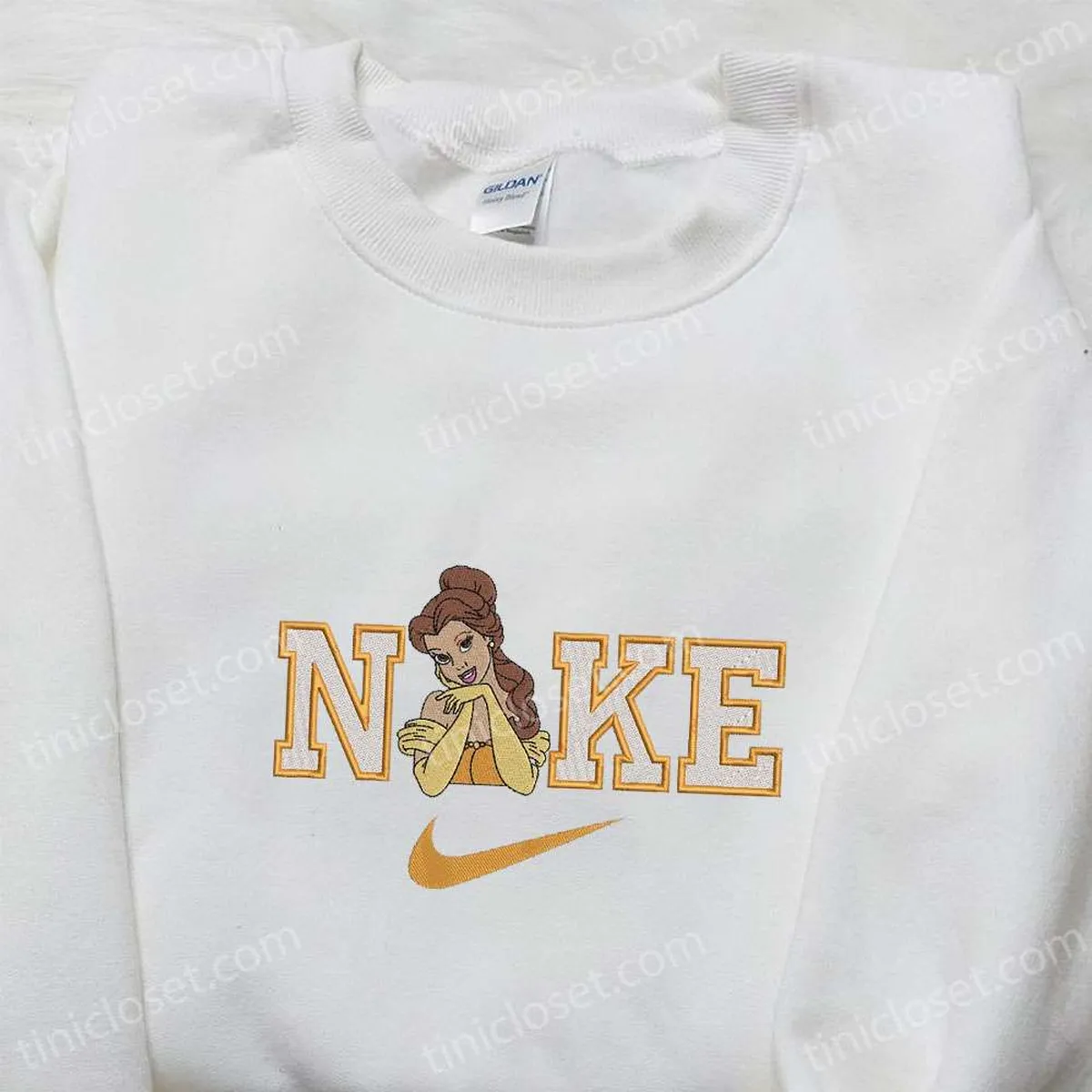 Nike x Belle Princess Beauty and the Beast Embroidered Sweatshirt, Disney Embroidered Hoodie, Nike Inspired Embroidered Shirt