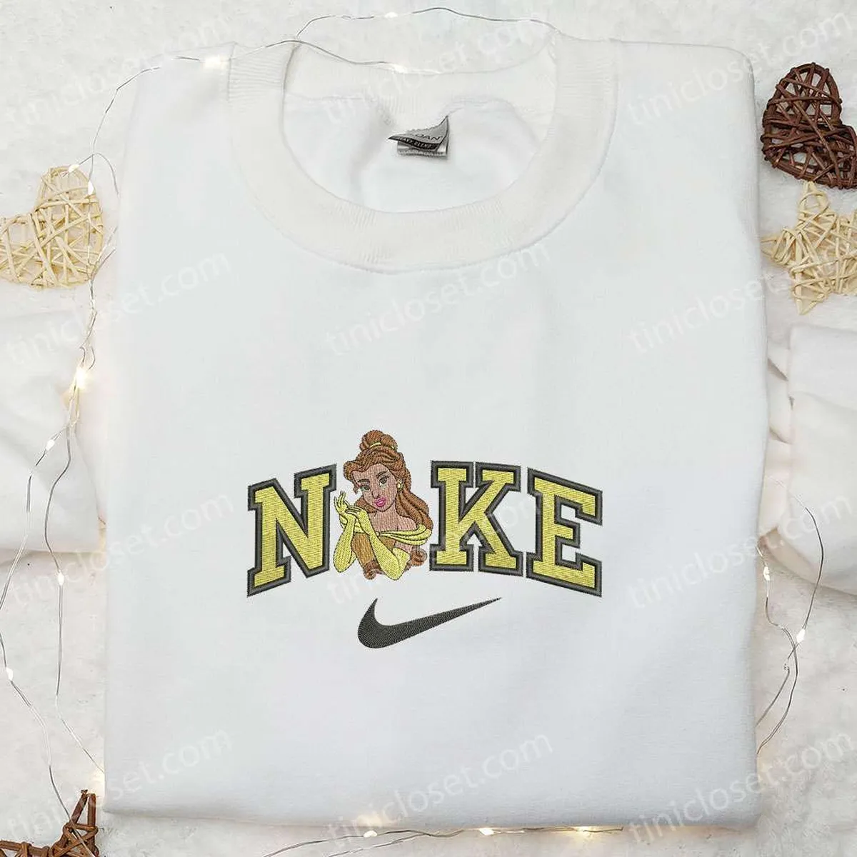 Nike x Belle Princess Embroidered Hoodie, Disney Beauty and the Beast Embroidered Sweatshirt, Nike Inspired Embroidered Shirt