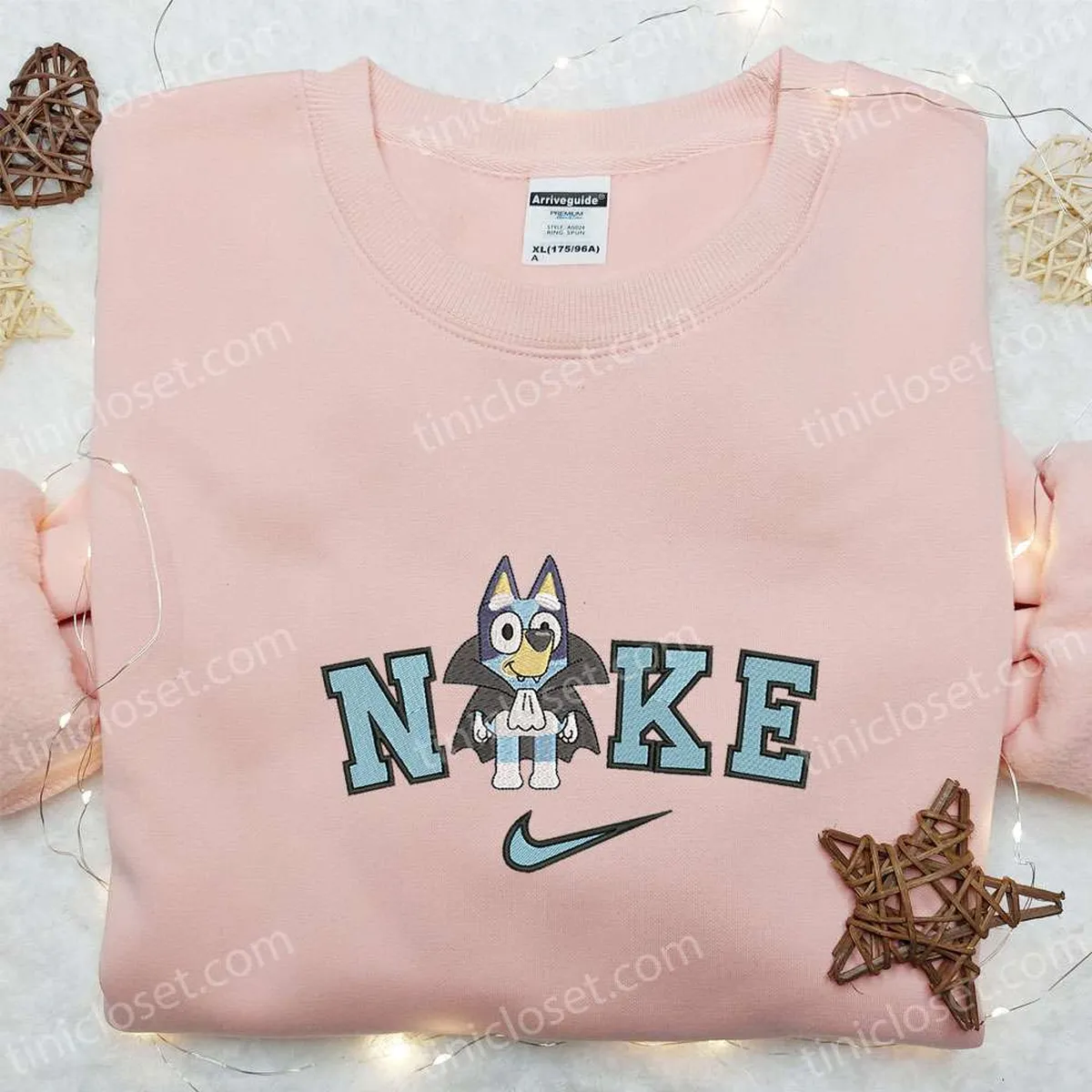 Nike x Bluey Heeler Embroidered Hoodie, Nike Inspired Embroidered Sweatshirt, Cool Halloween Embroidered Shirt