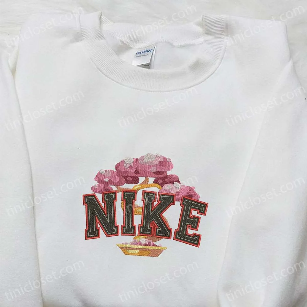 Nike x Bonsai Embroidered Shirt, Custom Embroidered Shirt, Nike Inspired Embroidered T-shirt