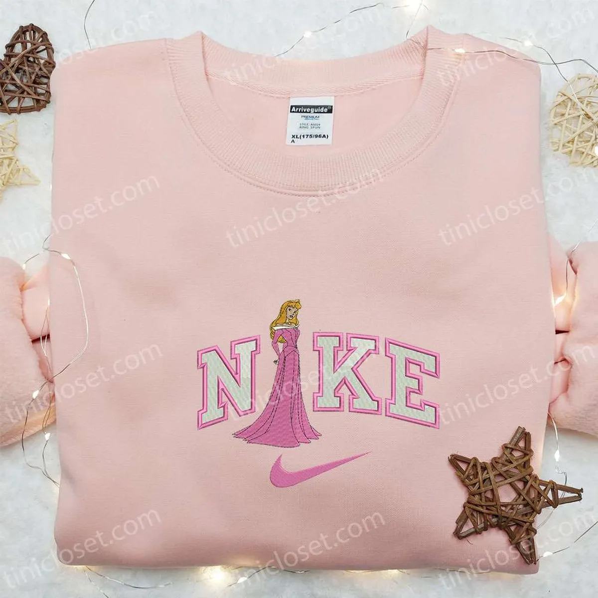 Nike x Briar Rose Cartoon Embroidered Shirt, Disney Characters Embroidered Hoodie, Custom Nike Embroidered T-shirt