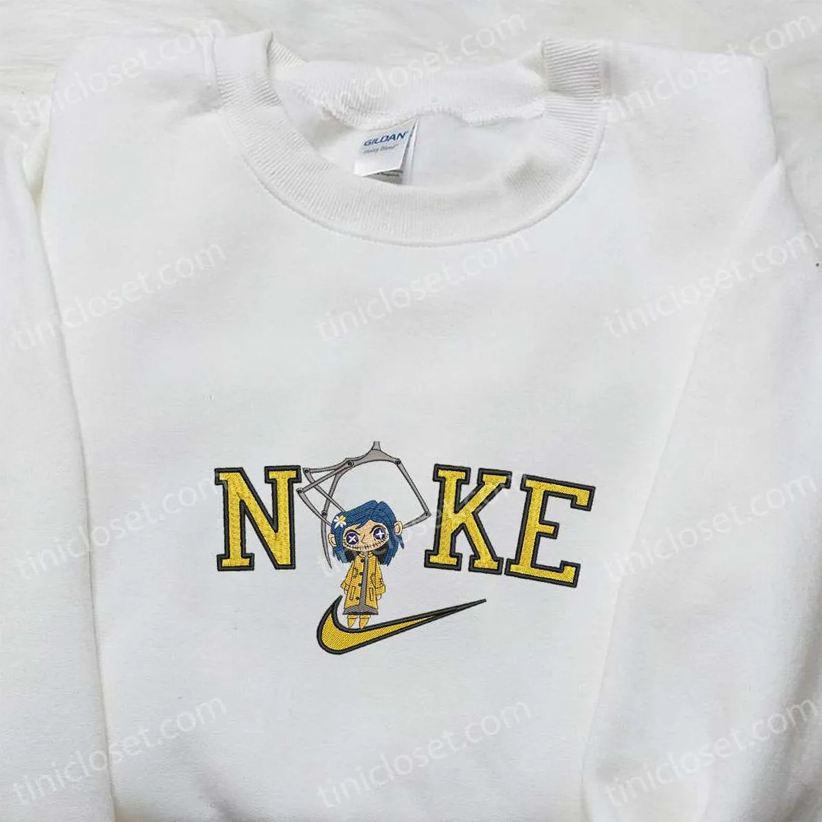 Nike x Button Eyes Witch Girl Coraline Embroidered Shirt, Nike Inspired Embroidered Shirt, Best Gifts for Family