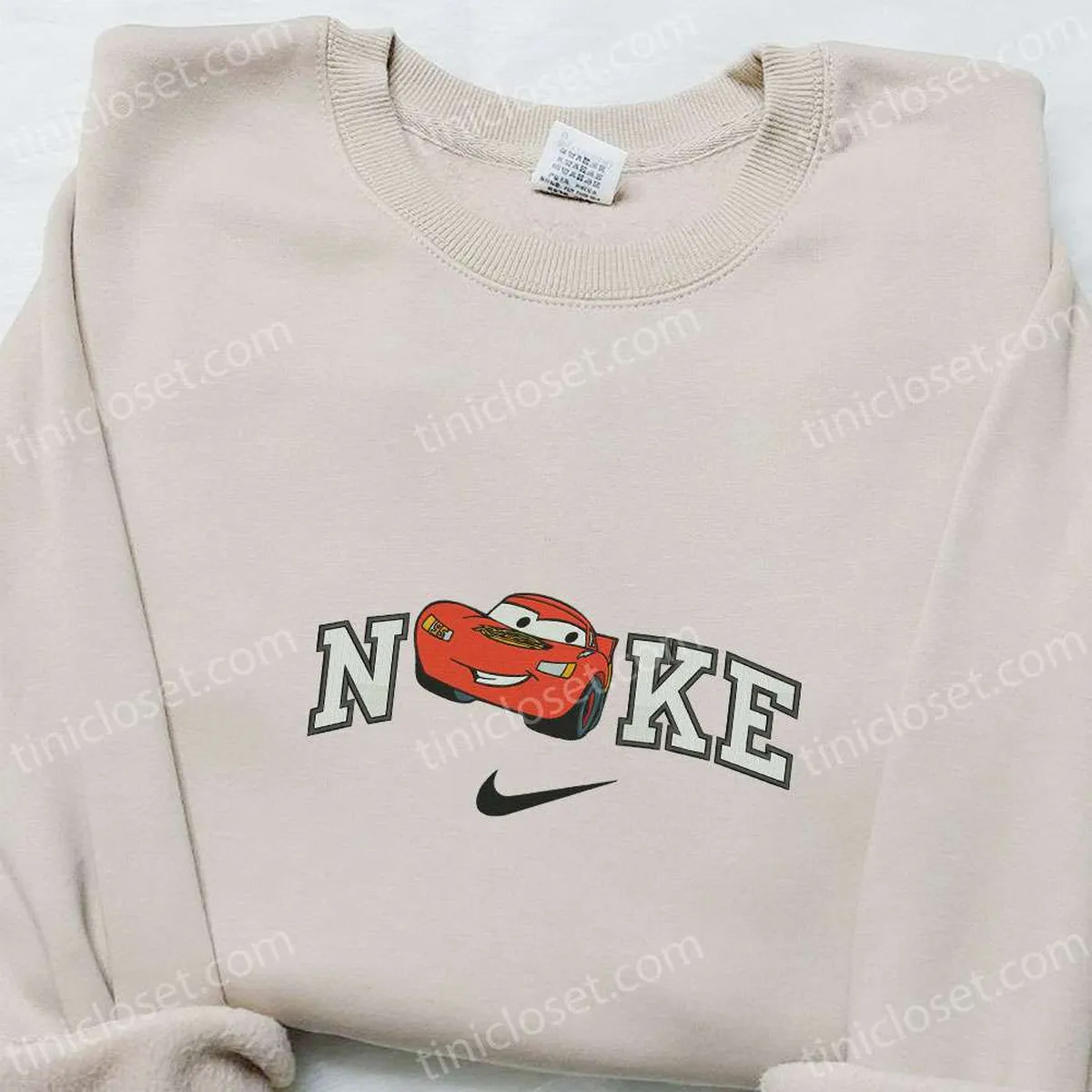 Nike x Cars Lightning McQueen Embroidered T-shirt, Disney Pixar Cars Embroidered Hoodie, Nike Inspired Embroidered Sweatshirt