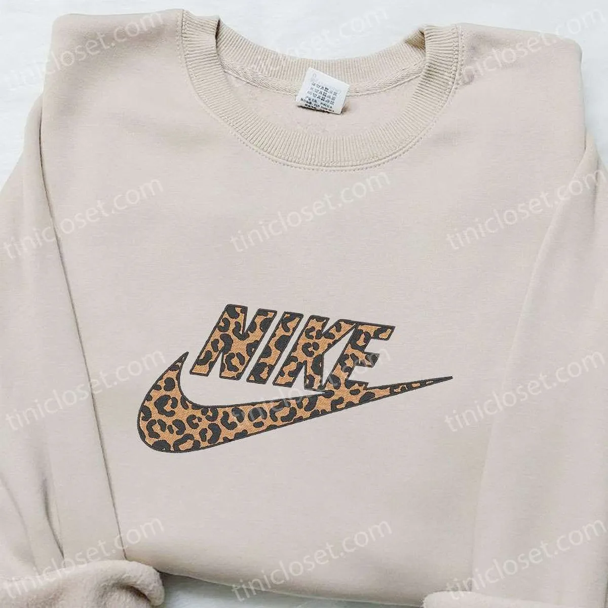 Nike x Cheetah Pattern Embroidered Sweatshirt, Nike Inspired Embroidered Shirt, Best Gift Ideas for Family