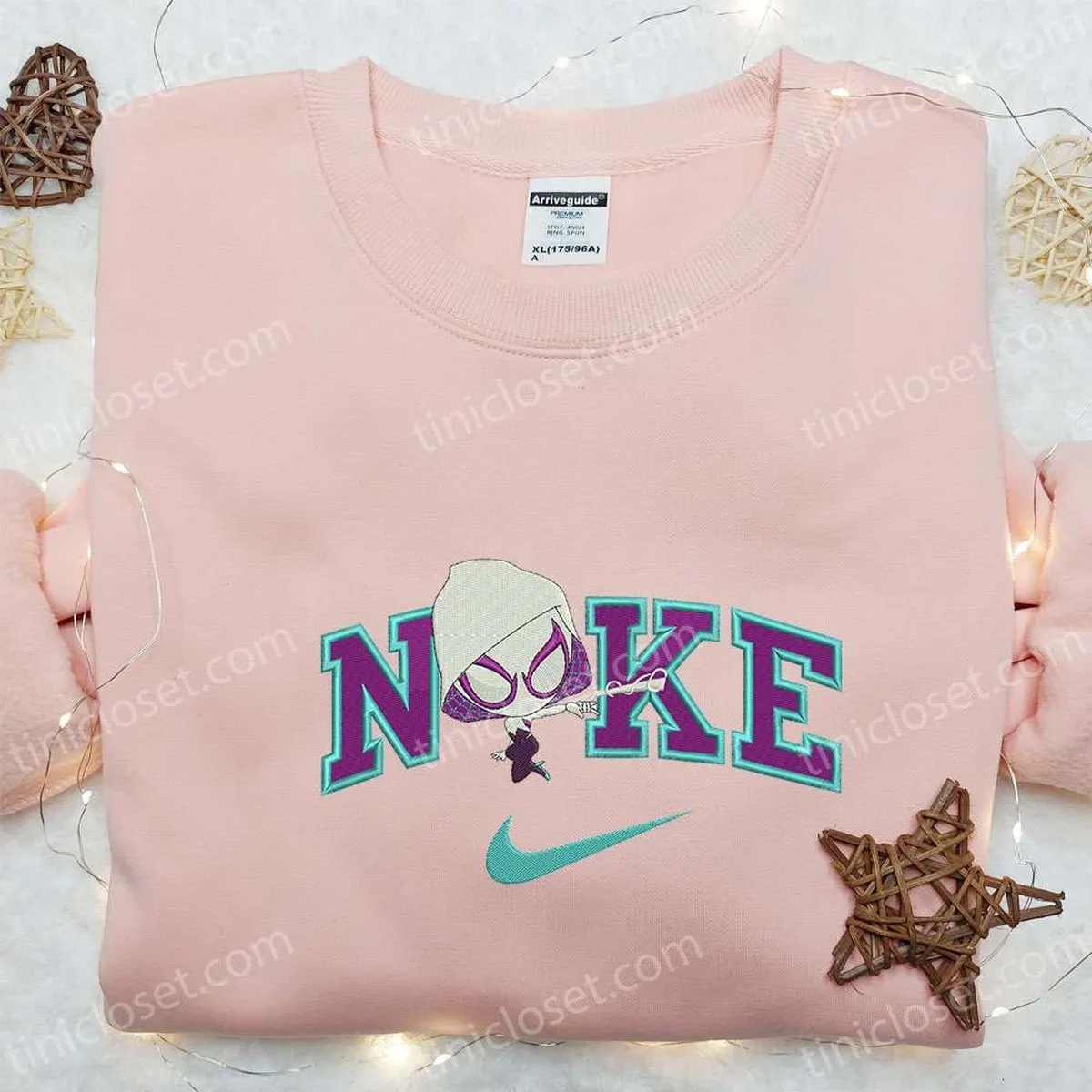 Nike x Chibi Gwen Heart Movie Embroidered Shirt, Marvel Universe Embroidered Hoodie, Custom Nike Embroidered T-shirt