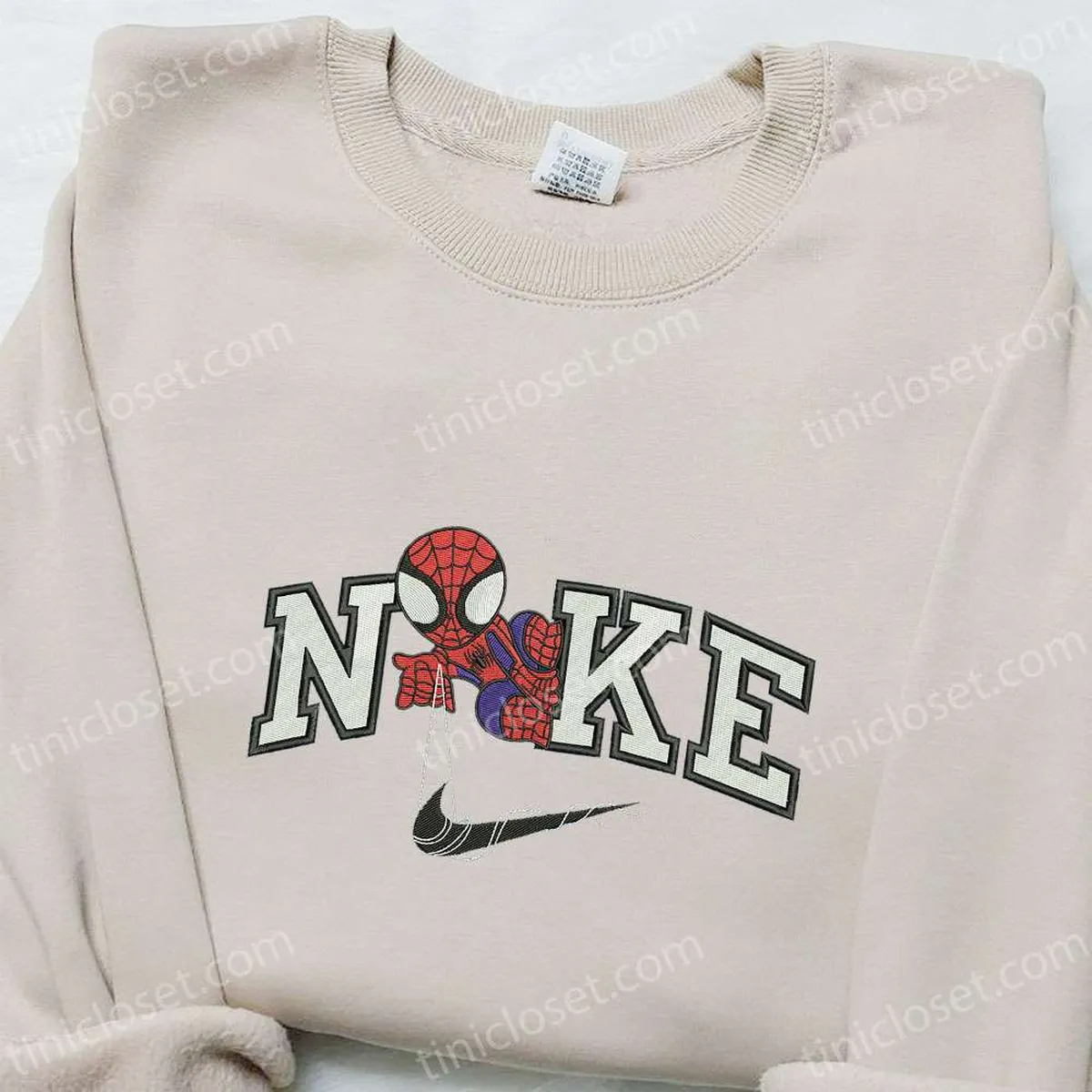 Nike x Chibi Spider-Man Movie Embroidered Hoodie, Marvel Embroidered Hoodie, Custom Nike Embroidered T-shirt