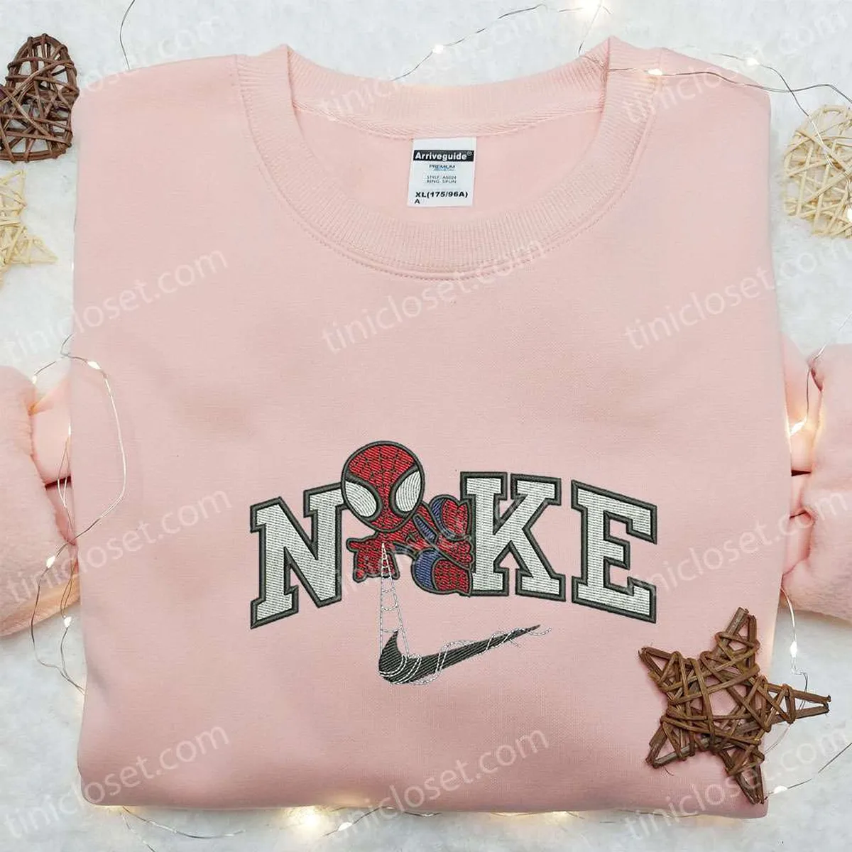 Nike x Chibi Spider-Man Movie Embroidered Sweatshirt, Marvel Cinematic Universe Embroidered Hoodie, Custom Nike Embroidered T-shirt