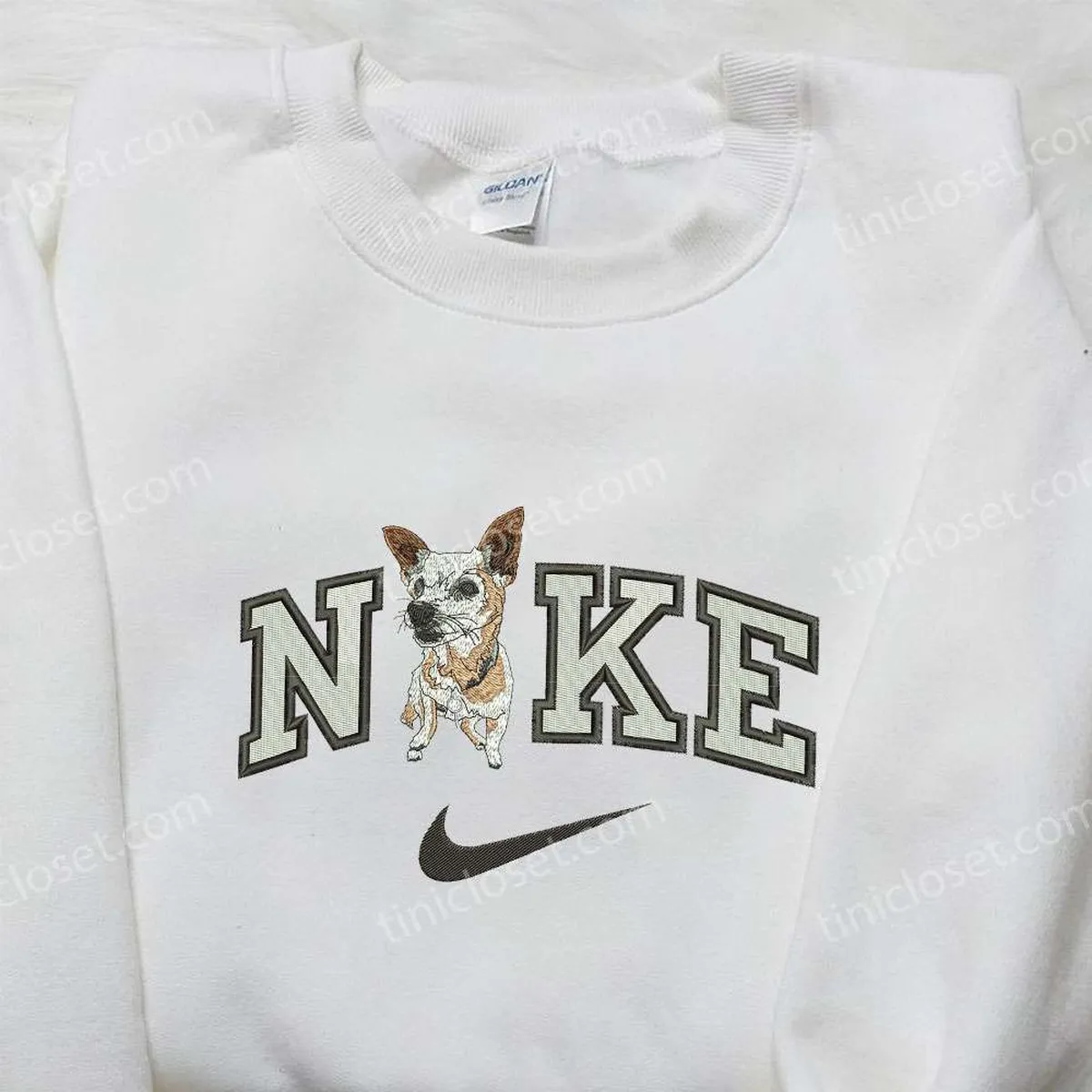 Nike x Chihuahua Embroidered Shirt, Animal Embroidered Shirt, Custom Nike Embroidered Shirt