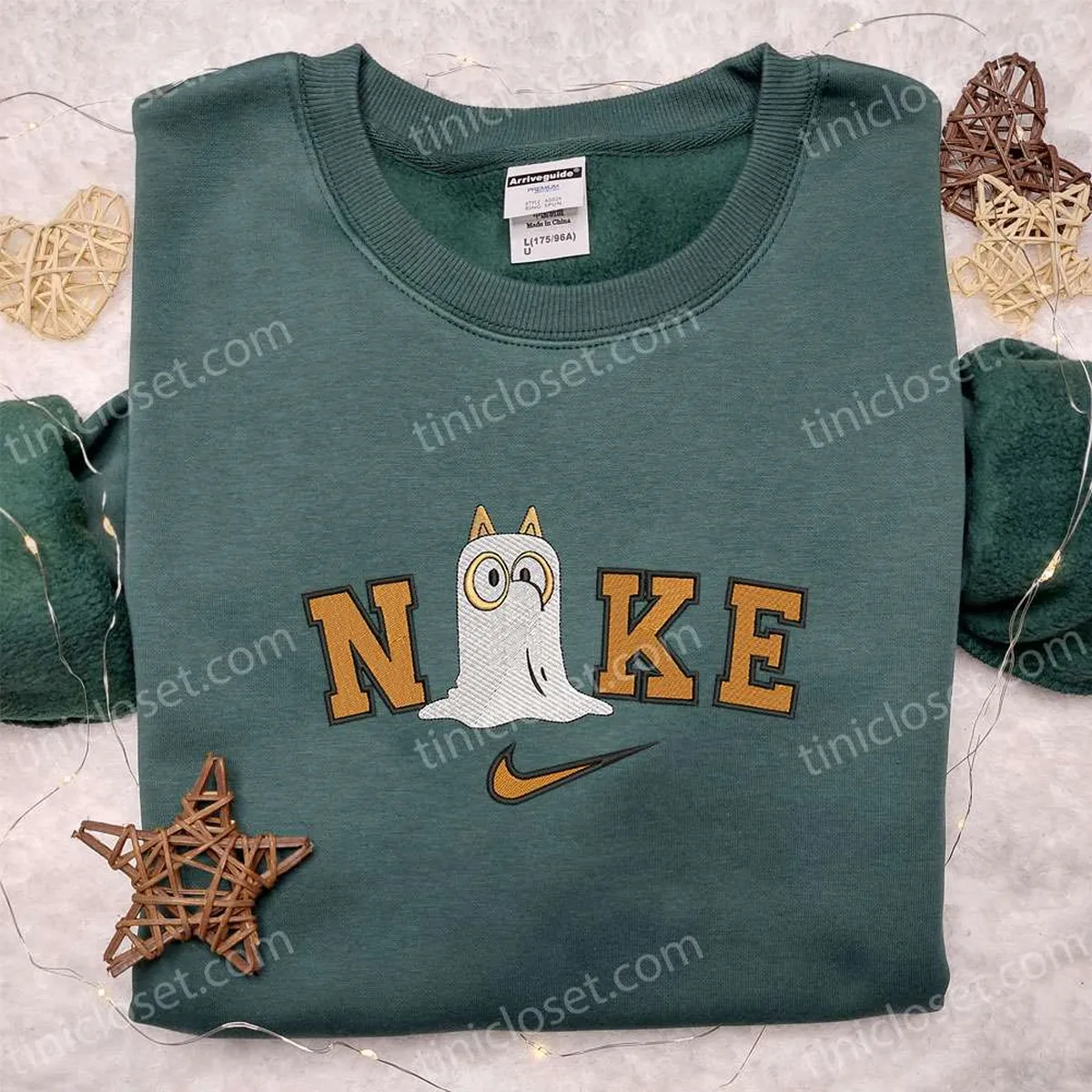 Nike x Chilli Heeler Bluey Ghost Embroidered Shirt, Cartoon Embroidered Shirt, Adorable Halloween Embroidered Shirt