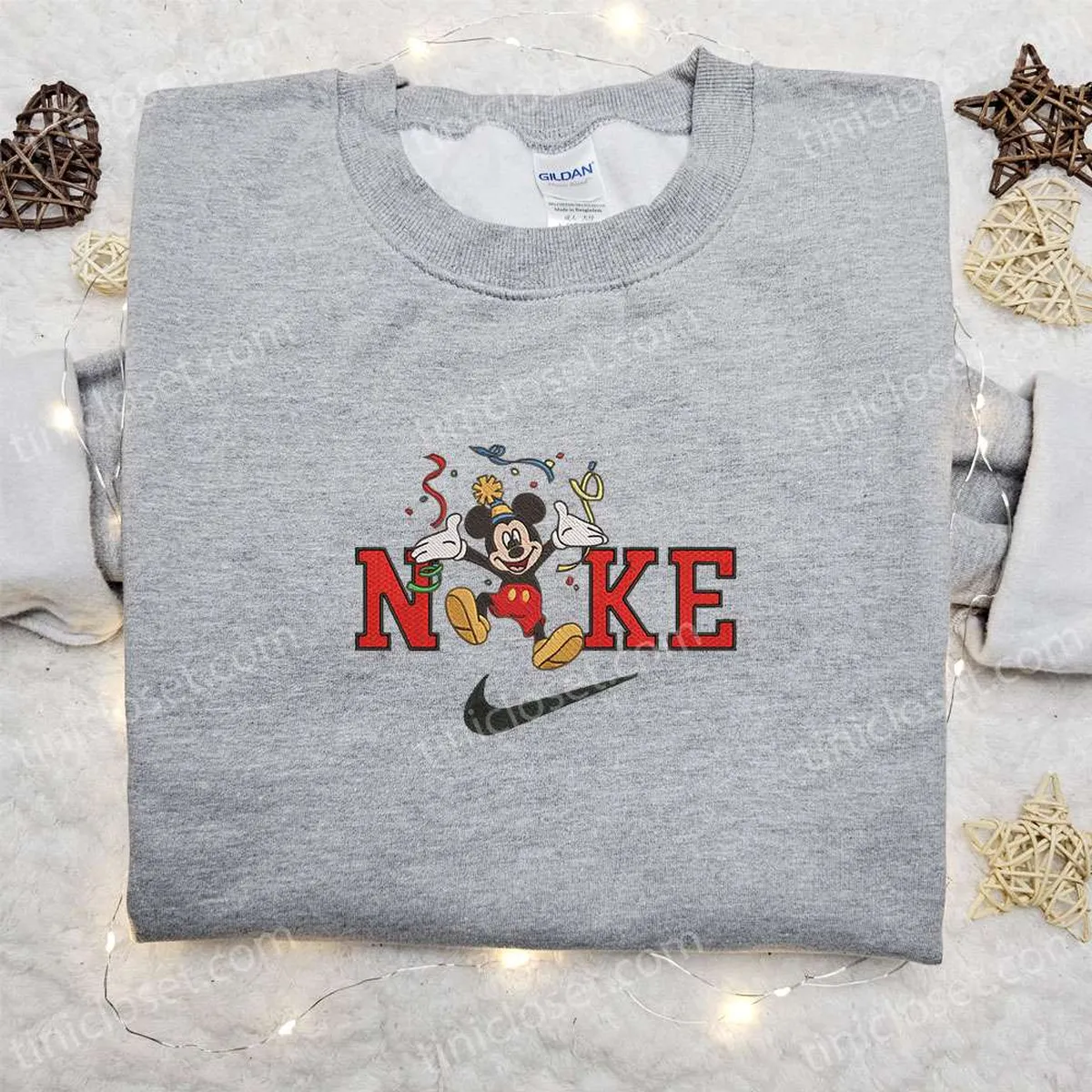 Nike x Christmas Mickey Happy Cartoon Embroidered Sweatshirt, Disney Characters Movie Merry Christmas Embroidered Shirt, Best Christmas Day Gift Ideas