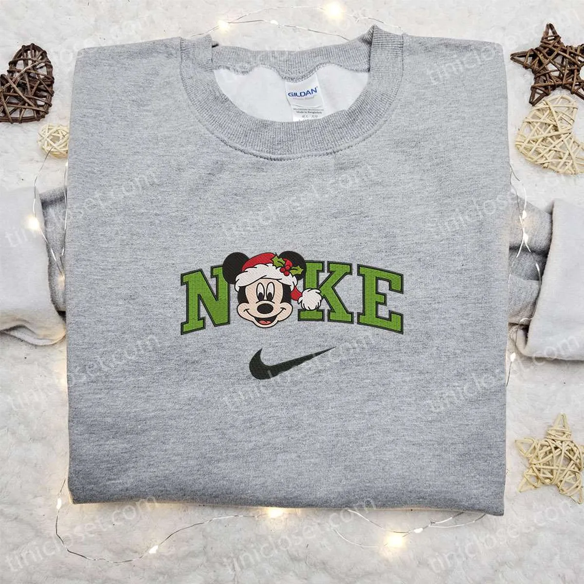 Nike x Christmas Mickey Santa Hat Cartoon Embroidered Sweatshirt, Disney Characters Movie Merry Christmas Embroidered Shirt, Best Christmas Day Gift Ideas