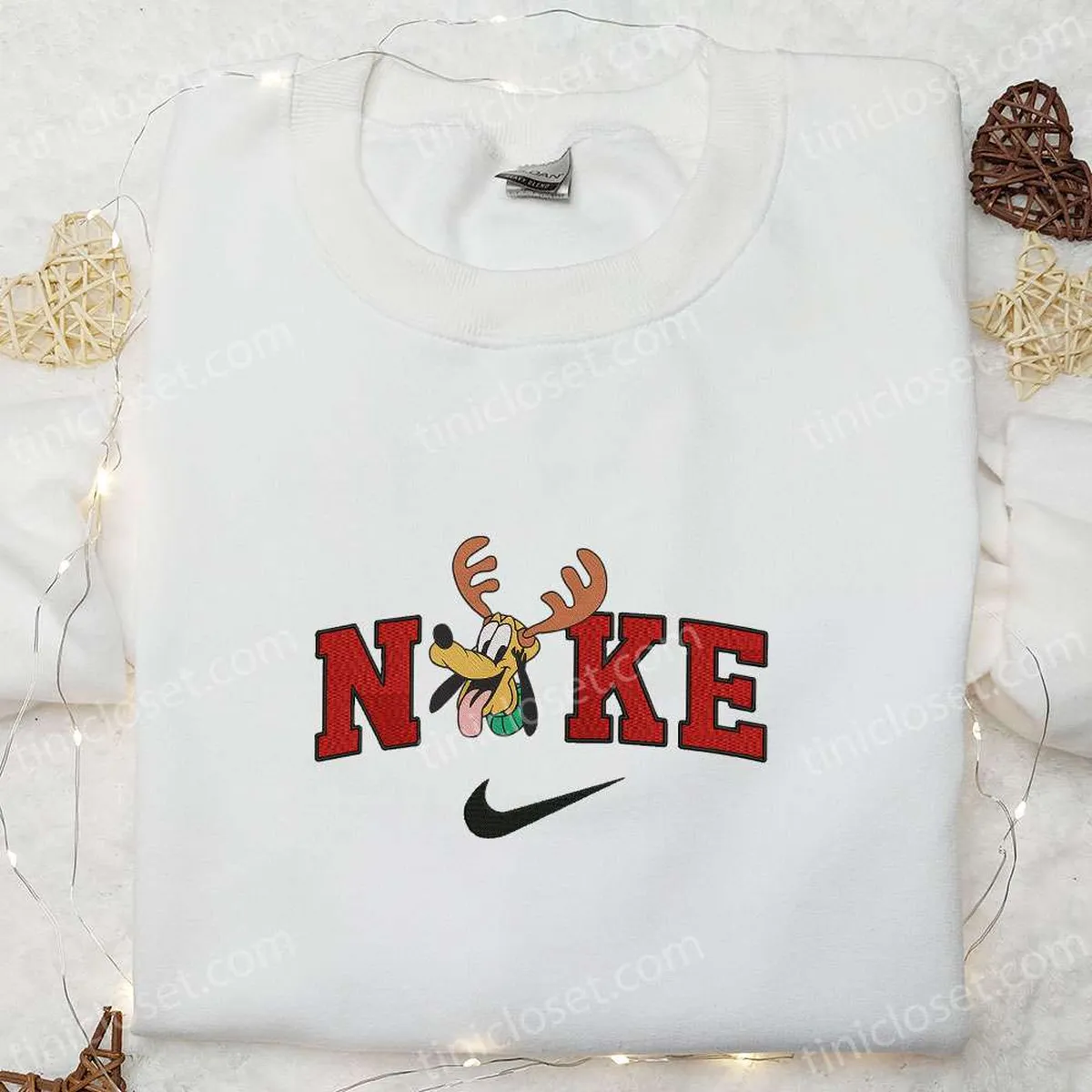 Nike x Christmas Pluto Dog Embroidered Sweatshirt, Disney Characters Embroidered Hoodie, Best Christmas Gifts for Family