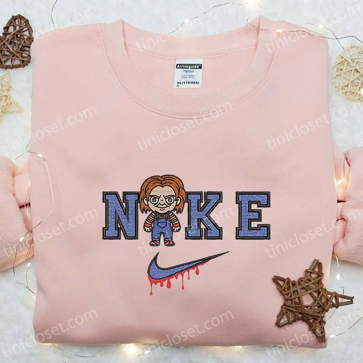 Nike x Chucky Embroidered Hoodie, Nike Inspired Embroidered Shirt, Best Halloween Gift Ideas