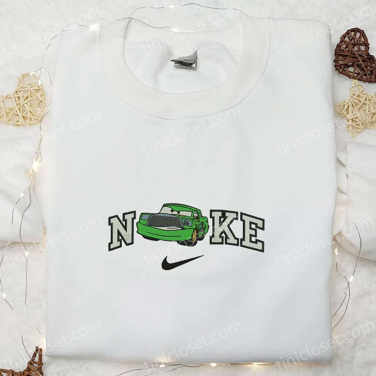 Nike x Disney Cars Chick Hicks Embroidered Sweatshirt, Disney Pixar Cars Embroidered Hoodie, Custom Nike Embroidered T-shirt