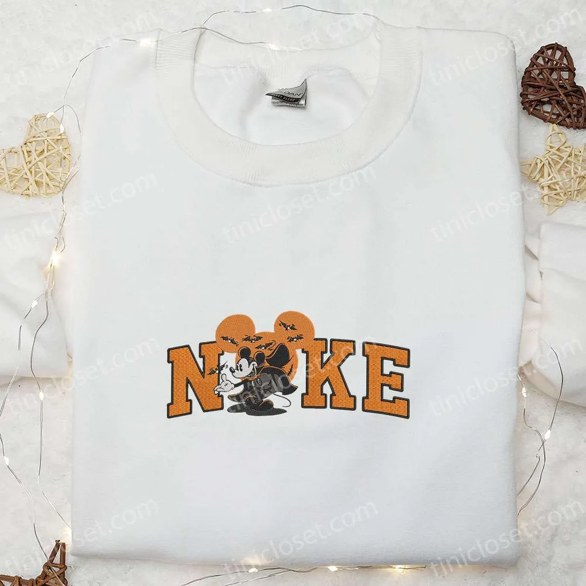 Nike x Disney Halloween Embroidered Shirt, Custom Nike Embroidered Shirt, Best Gifts for Family