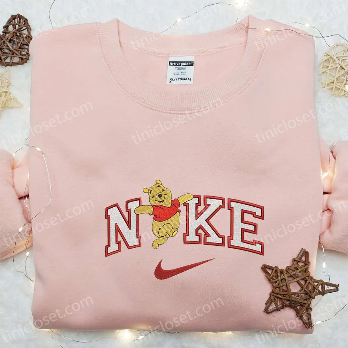 Nike x Disney Winnie Pooh Embroidered Sweatshirt, Cartoon Embroidered Hoodie, Nike Inspired Embroiderd T-shirt