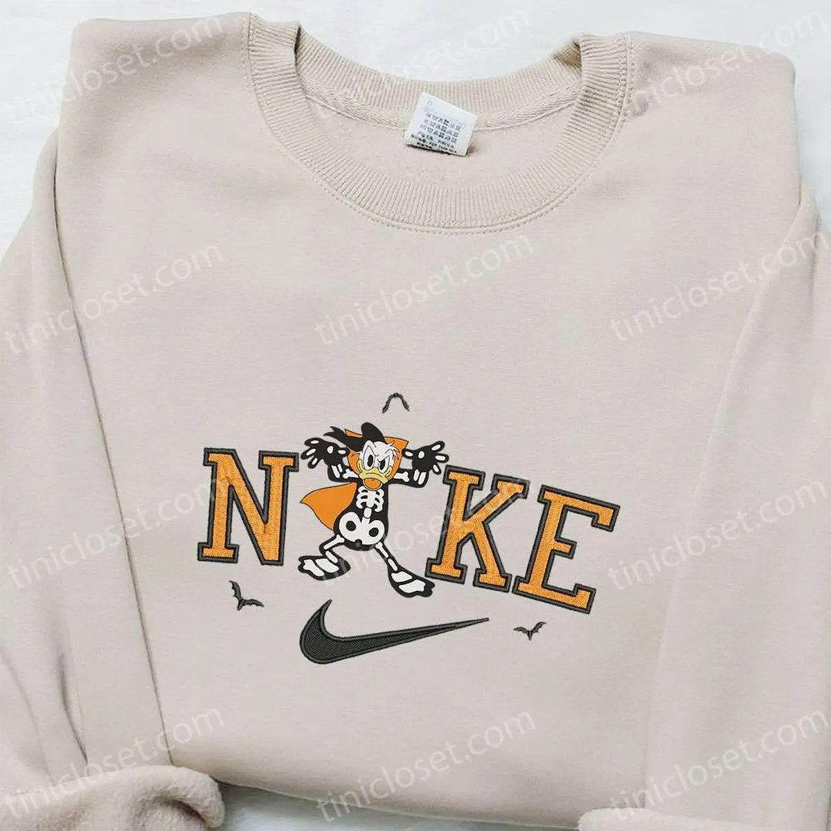 Nike x Donald Duck Skeleton Embroidered Sweatshirt, Walt Disney Characters Embroidered Shirt, Best Halloween Gift Ideas