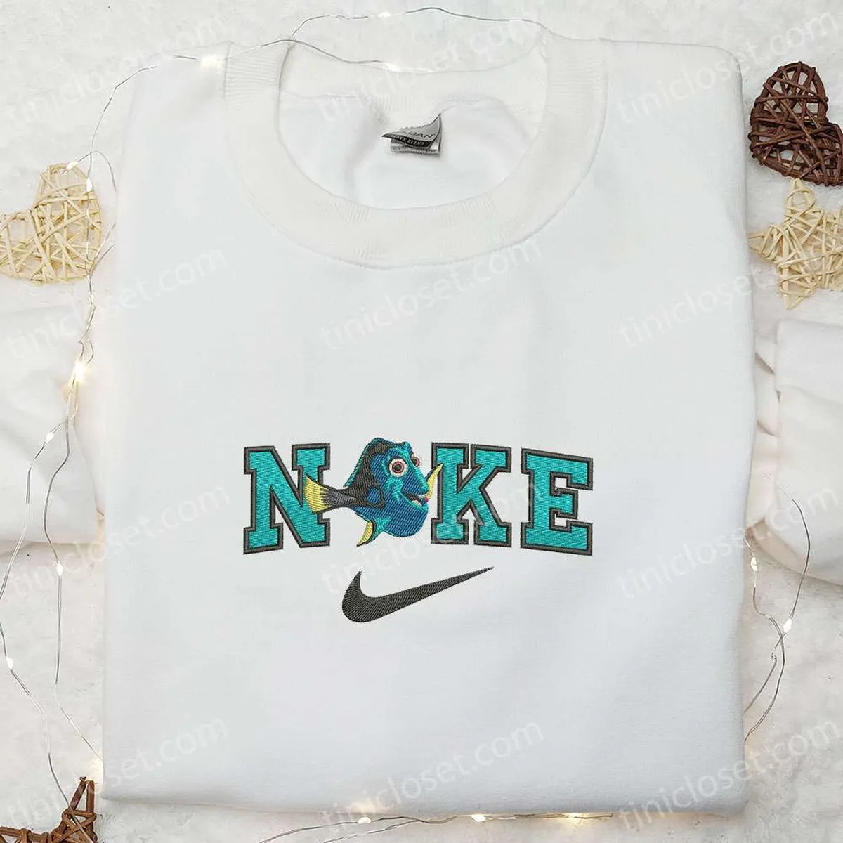 Nike x Dory Finding Nemo Embroidered Hoodie, Disney Cartoon Embroidered Sweatshirt, Best Gifts for Family