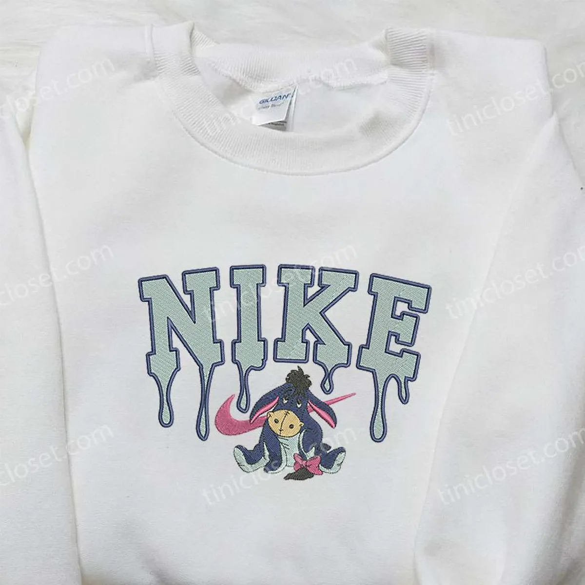 Nike x Eeyore Embroidered Shirt, Winnie The Pooh Embroidered Shirt, Custom Nike Embroidered Shirt