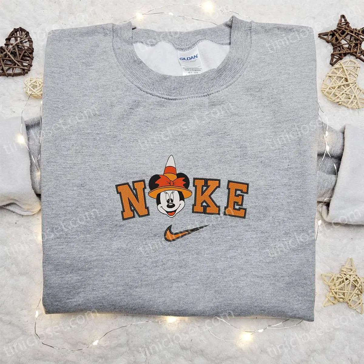 Nike x Elegant Minnie Mouse Witch Head Halloween Embroidered Sweatshirt, Halloween Embroidered Shirt, Best Halloween Gift Ideas