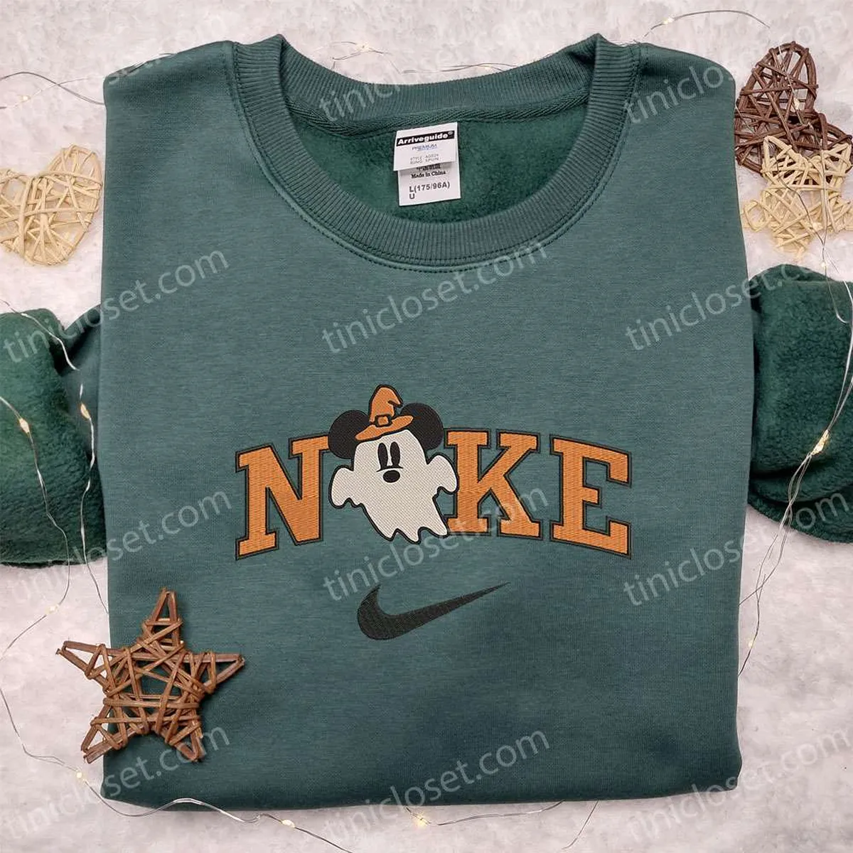 Nike x Ghost Mickey Mouse Ghost Embroidered Shirt, Disney Halloween Embroidered Shirt, Nike Inspired Embroidered Shirt