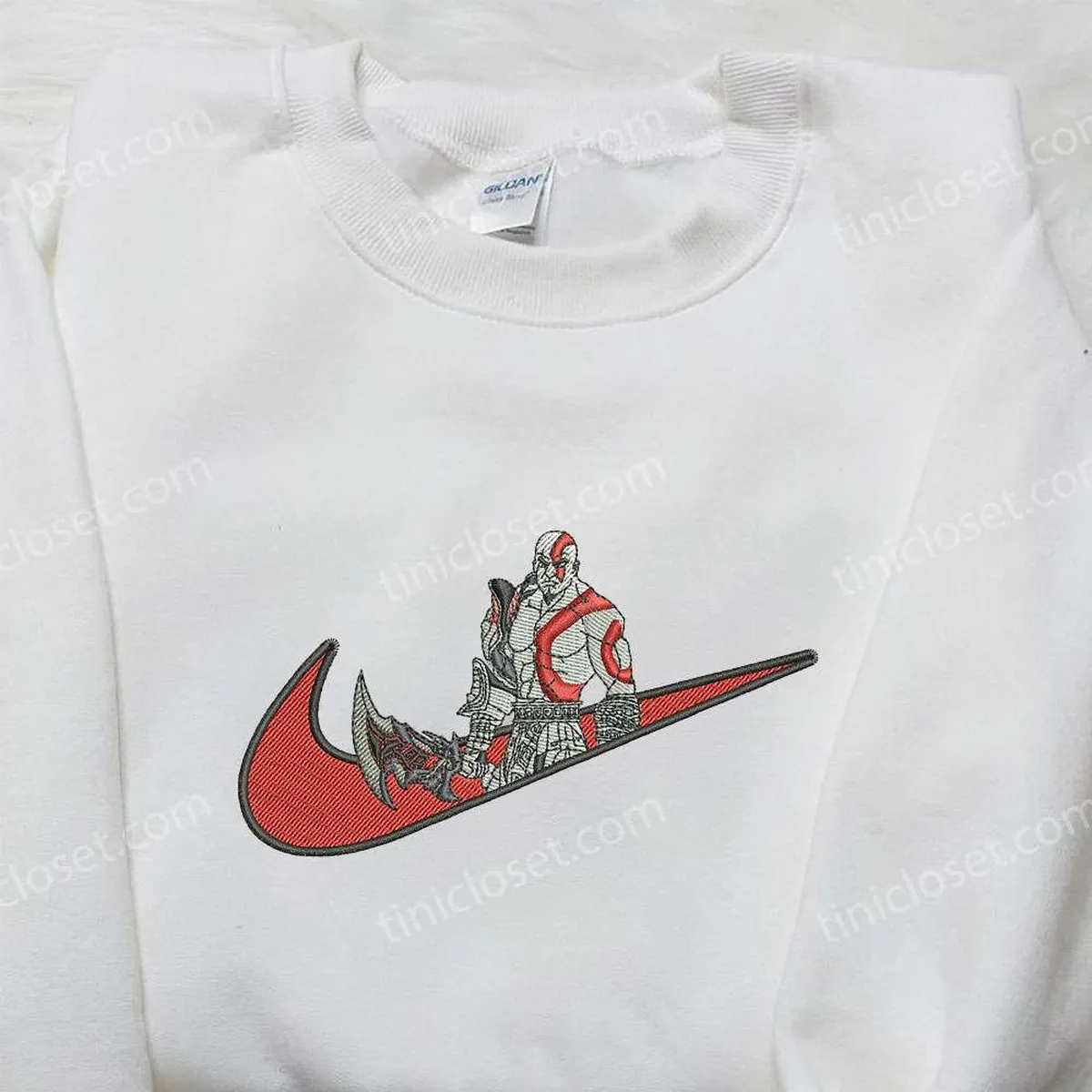 Nike x Gow God of War Embroidered Shirt, Custom Nike Embroidered Shirt, Cool Embroidered Shirt