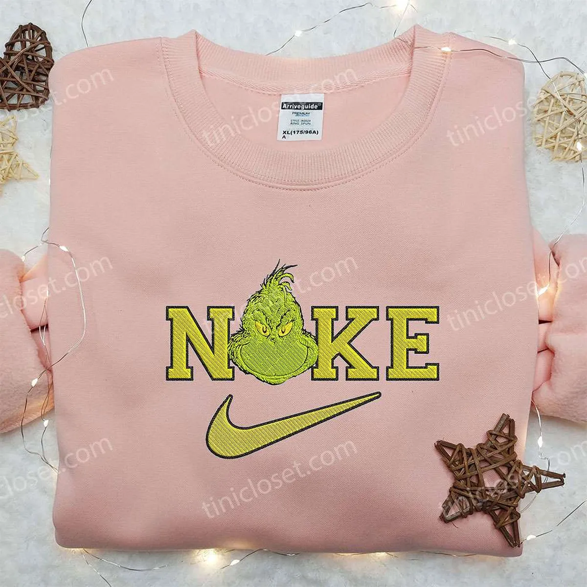 Nike x Grinch Head Embroidered Shirt, The Grinch Embroidered Shirt, Custom Nike Embroidered Shirt