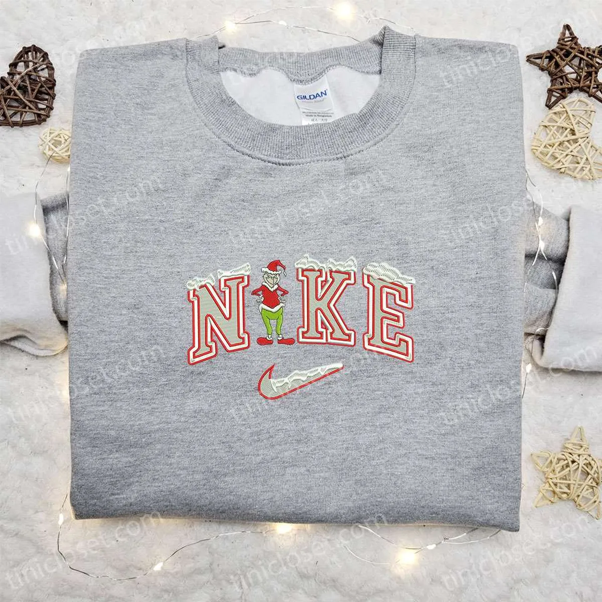 Nike x Grinch Snow Christmas Movie Embroidered Sweatshirt, Christmas Embroidered Shirt, Best Christmas Gift Ideas