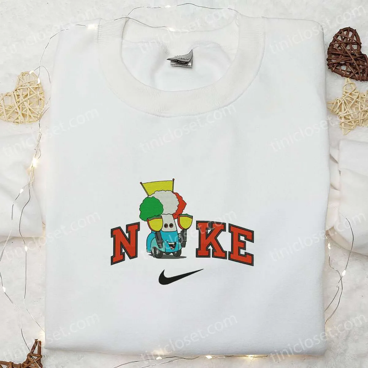 Nike x Guido Disney Pixar Cars Circus Embroidered Sweatshirt, Disney Pixar Cars Embroidered Hoodie, Custom Nike Embroidered T-shirt