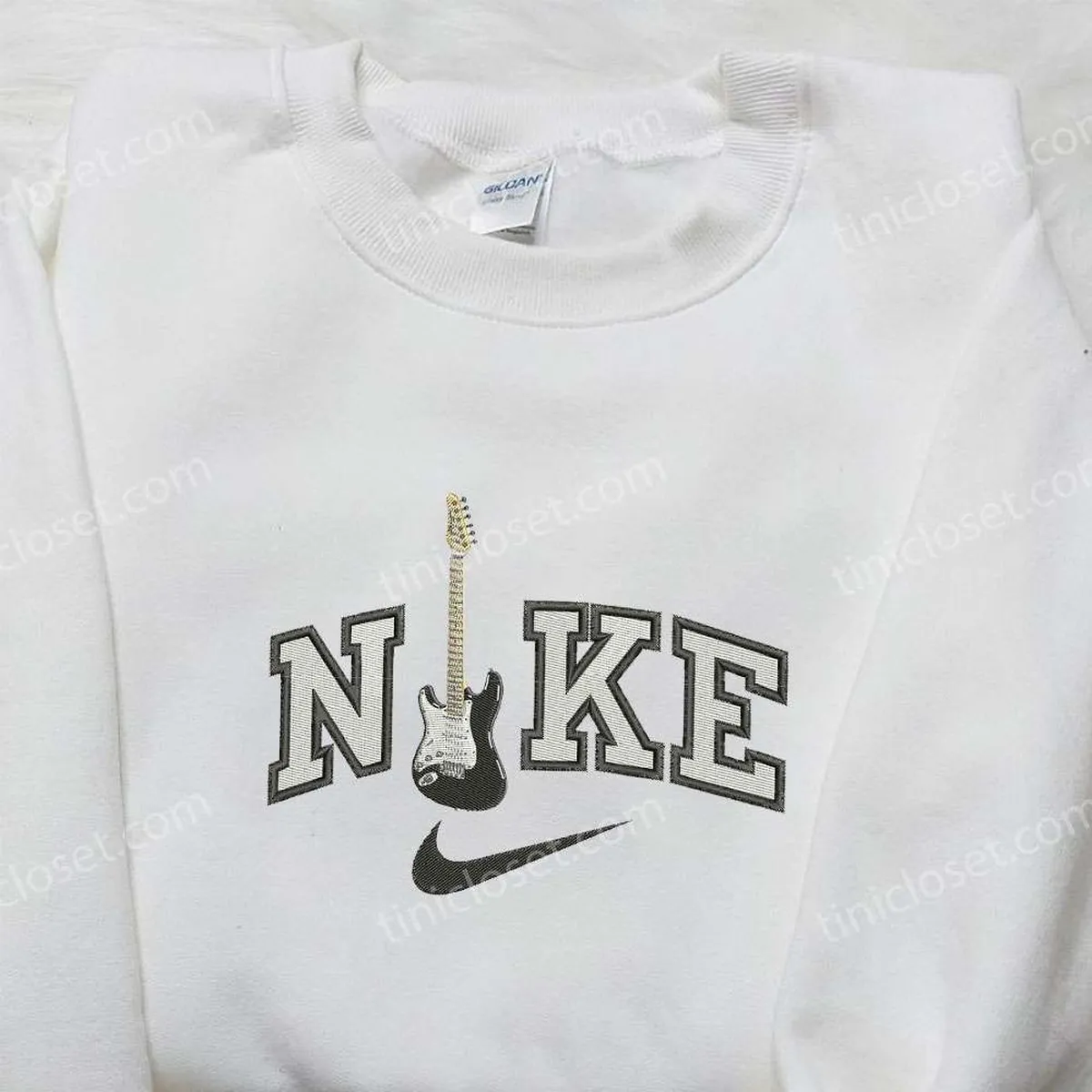 Nike x Guitar Embroidered Shirt, Nike Inspired Embroidered Shirt, Best Gifts for Family