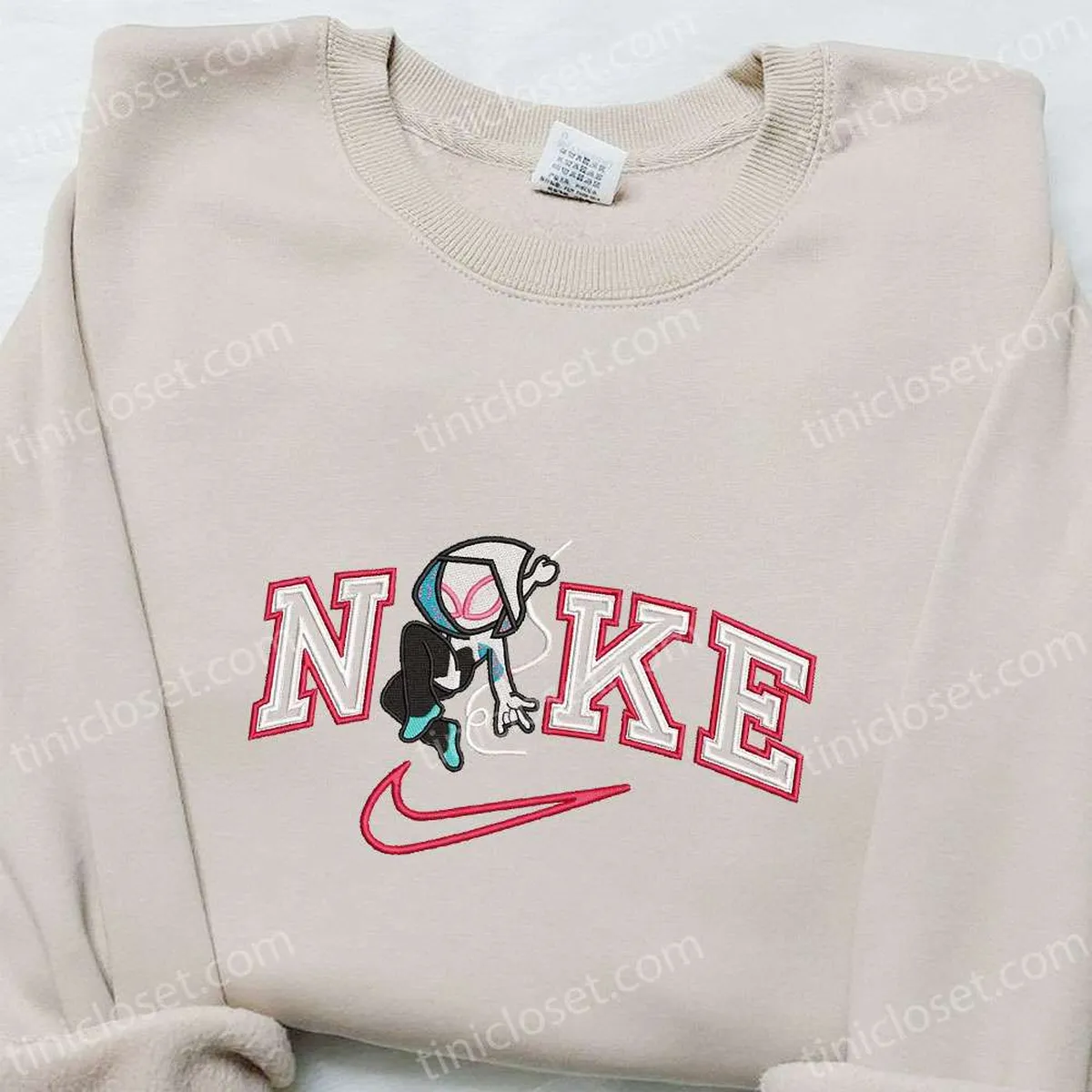 Nike x Gwen Movie Embroidered Shirt, Marvel Cinematic Universe Embroidered Hoodie, Custom Nike Embroidered T-shirt