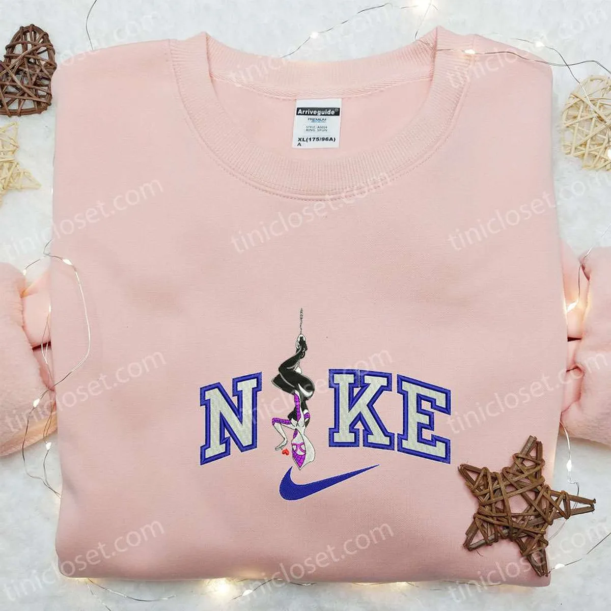 Nike x Gwen Movie Embroidered Sweatshirt, Marvel Universe Embroidered Hoodie, Custom Nike Embroidered T-shirt