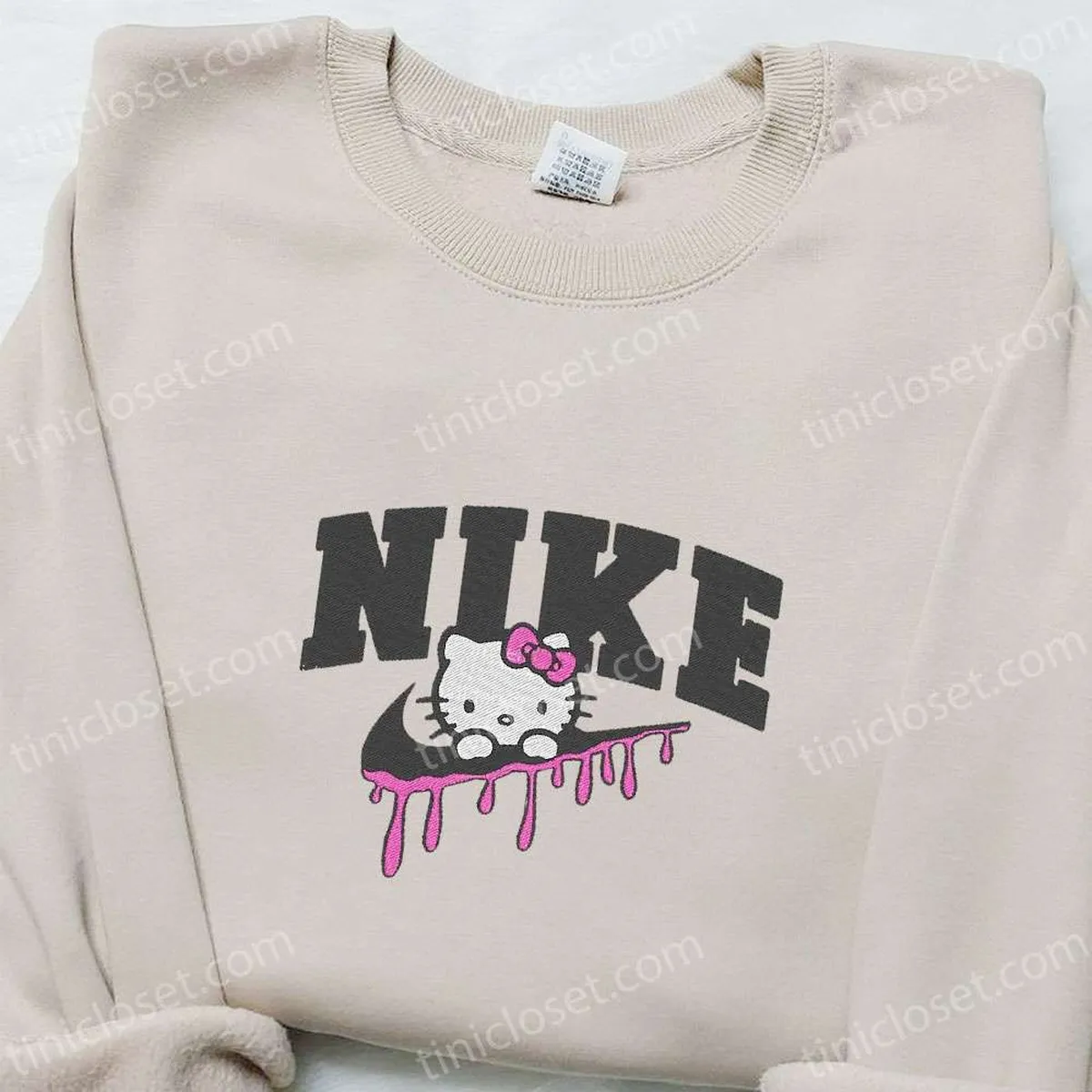 Nike x Hello Kitty Cartoon Embroidered Shirt, Nike Inspired Embroidered T-shirt, Best Gift Ideas for Family