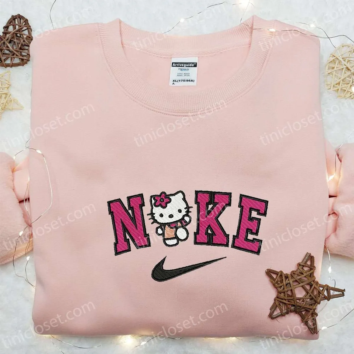 Nike x Hello Kitty Embroidered Sweatshirt, Hello Kitty Cartoon Embroidered Shirt, The Best Gift