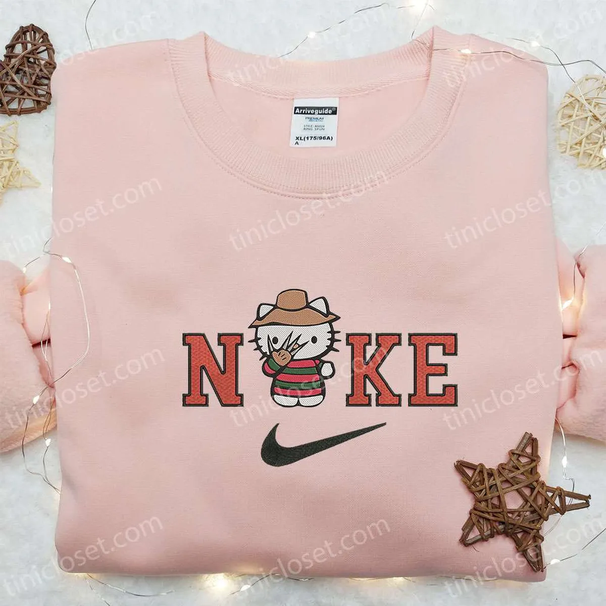 Nike x Hello Kitty Freddy Krueger Embroidered Hoodie, Funny Halloween Embroidered Sweatshirt, Best Gifts for Family