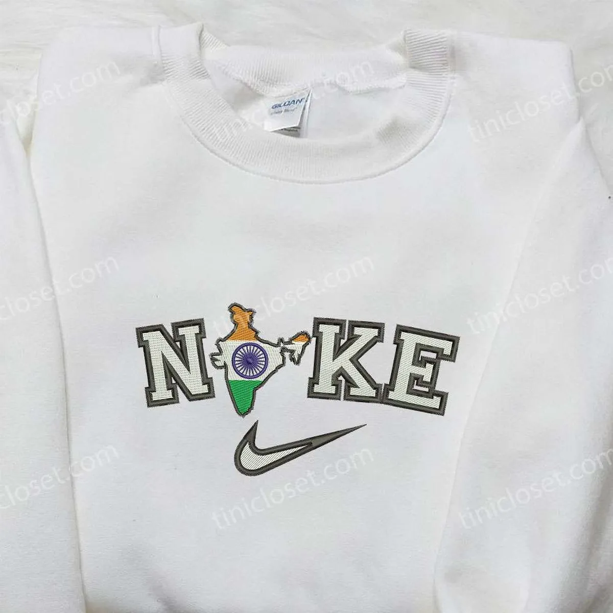 Nike x India Map Embroidered Shirt, Nike Inspired Embroidered Shirt, National Day Gift Ideas