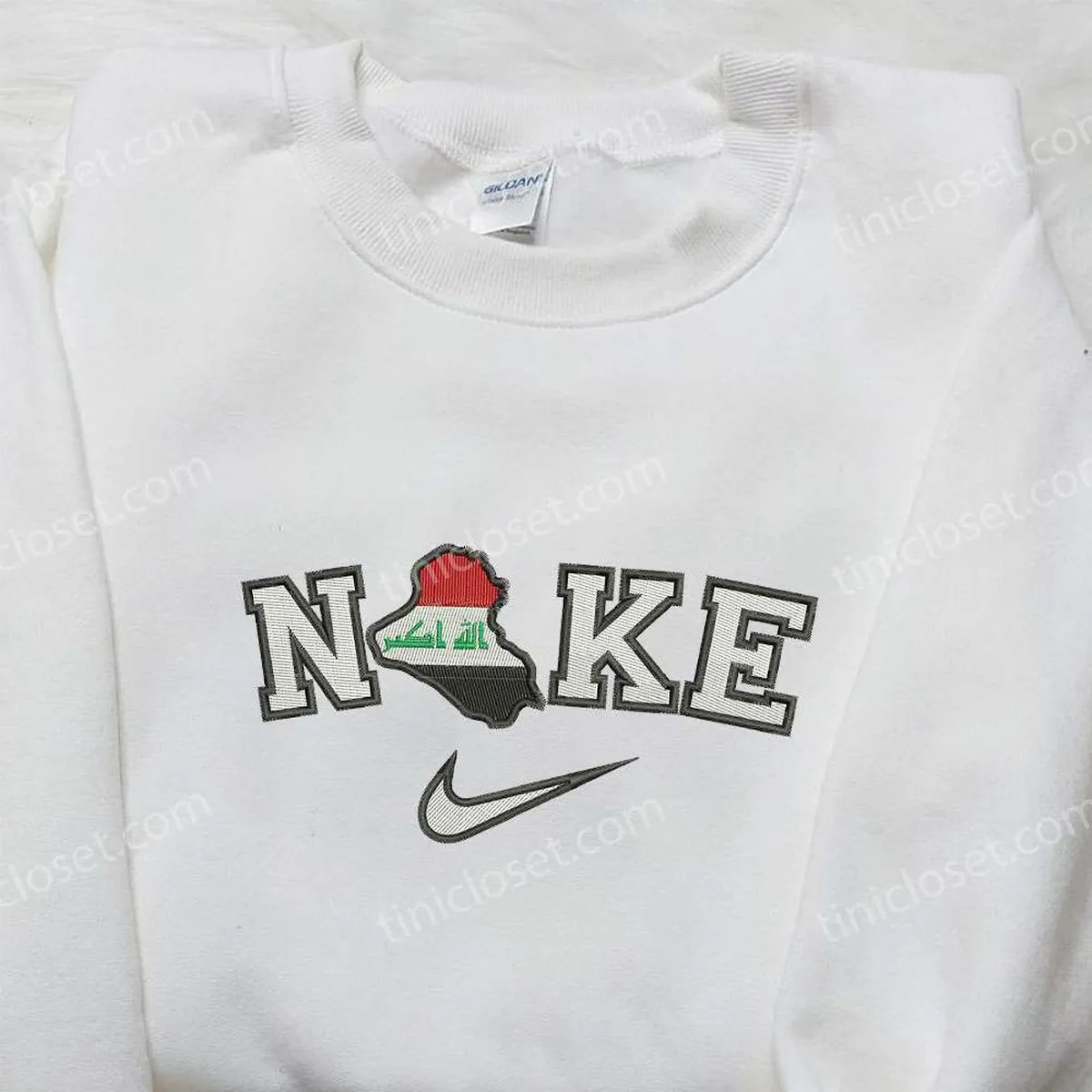 Nike x Iraq Map Embroidered Shirt, Nike Inspired Embroidered Shirt, National Day Gift Ideas