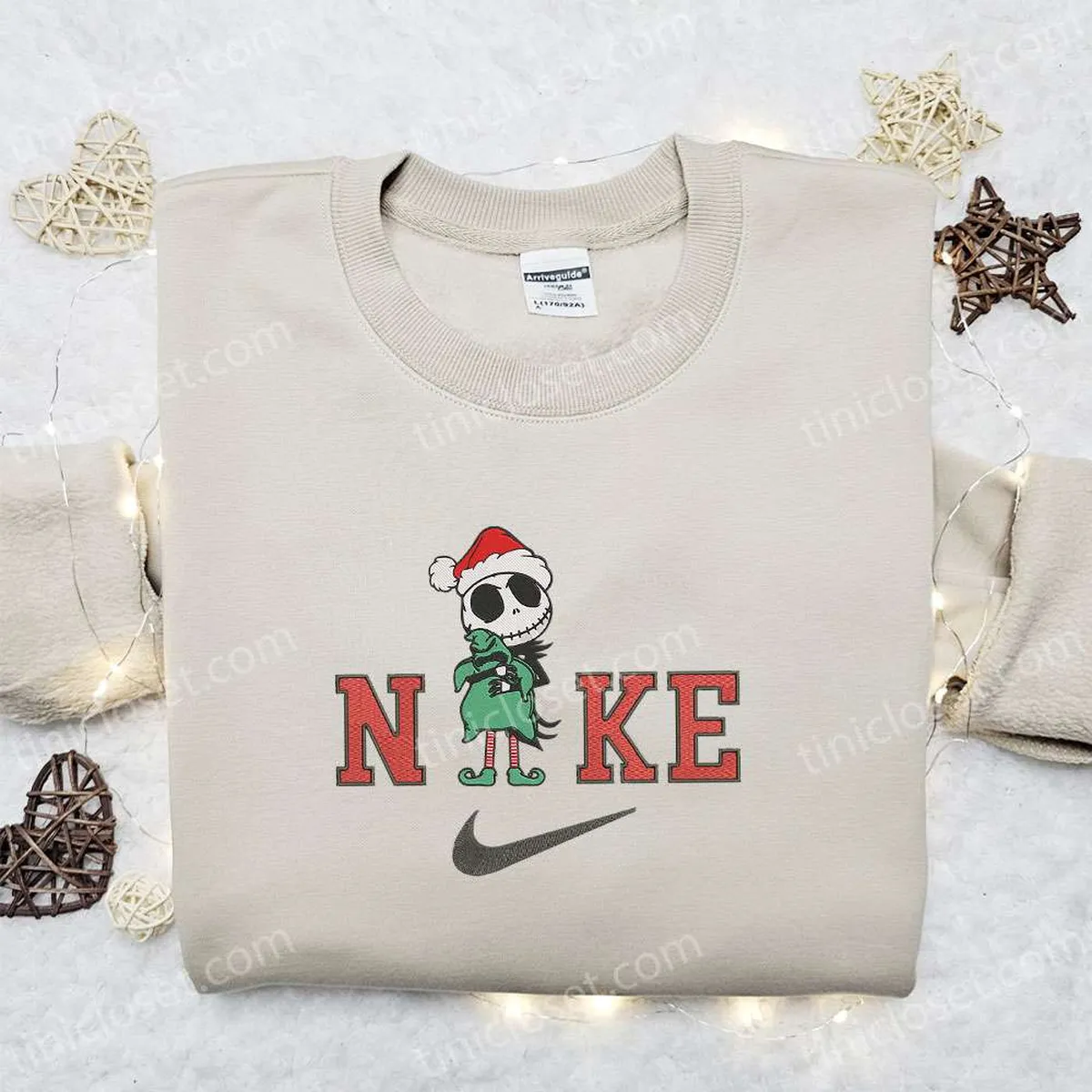 Nike x Jack and Oogie Boogie Xmas Embroidered Sweatshirt, Horror Movie Halloween Embroidered Shirt, Best Christmas Gift Ideas