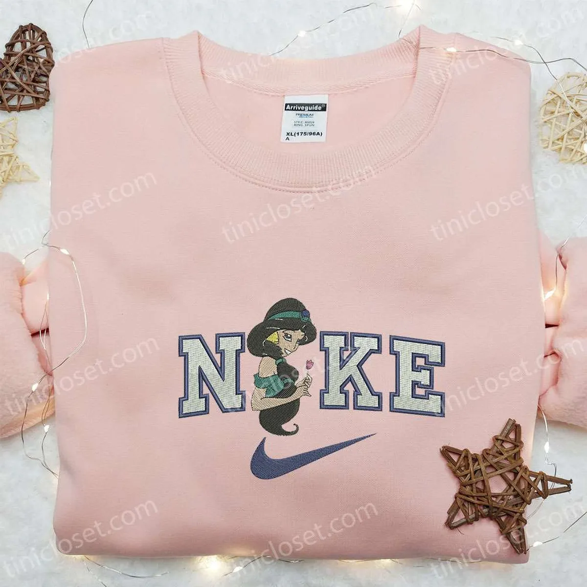 Nike x Jasmine Princess Embroidered Sweatshirt, Walt Disney Embroidered Shirt, Nike Inspired Embroidered T-shirt