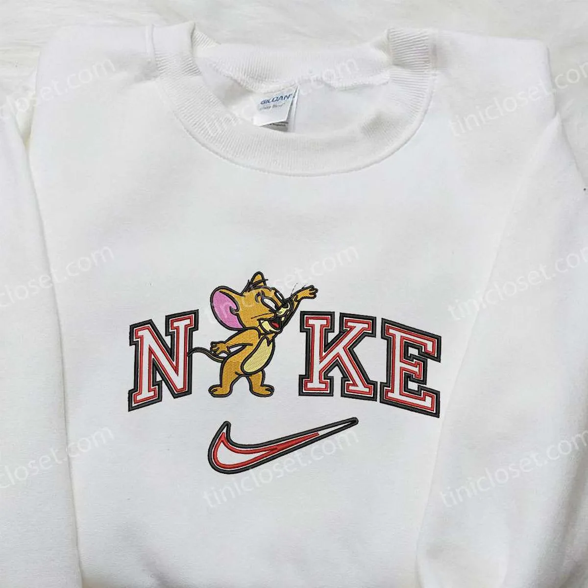 Nike x Jerry Embroidered Shirt, Cartoon Embroidered Shirt, Nike Inspired Embroidered Shirt