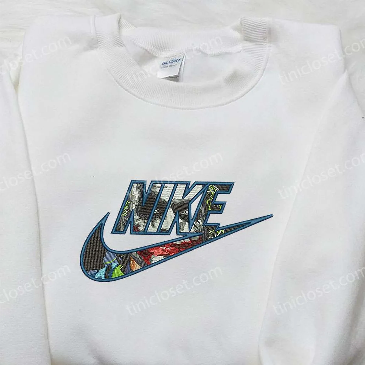 Nike x Joker Face Embroidered Shirt, Halloween Embroidered Shirt, Nike Inspired Embroidered Shirt