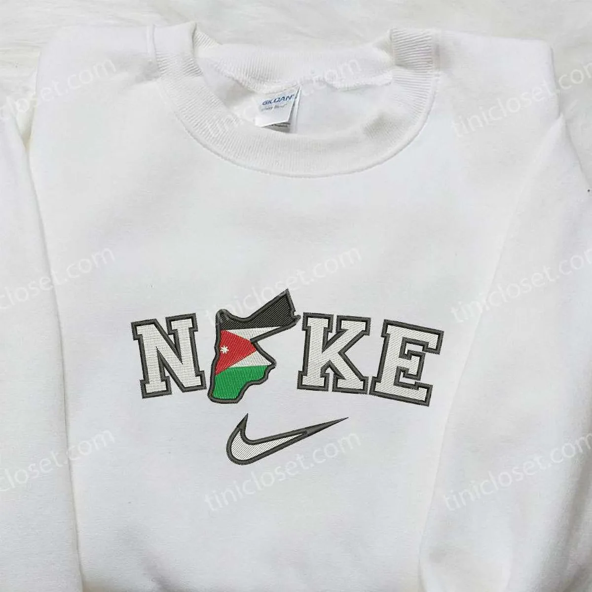 Nike x Jordania Map Embroidered Shirt, Nike Inspired Embroidered Shirt, National Day Gifts