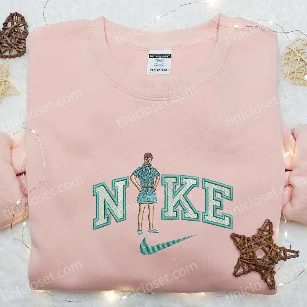 Nike x Ken Toy Embroidered Sweatshirt, Cartoon Barbie Embroidered Shirt, Nike Inspired Embroidered T-shirt