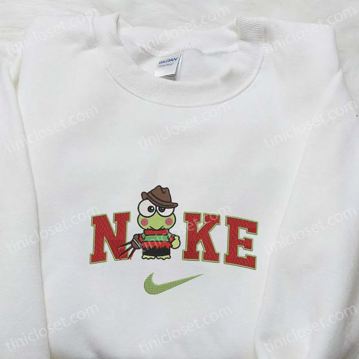 Nike x Keroppi Freddy Krueger Embroidered Hoodie, Custom Nike Embroidered Sweatshirt, Best Gifts for Family