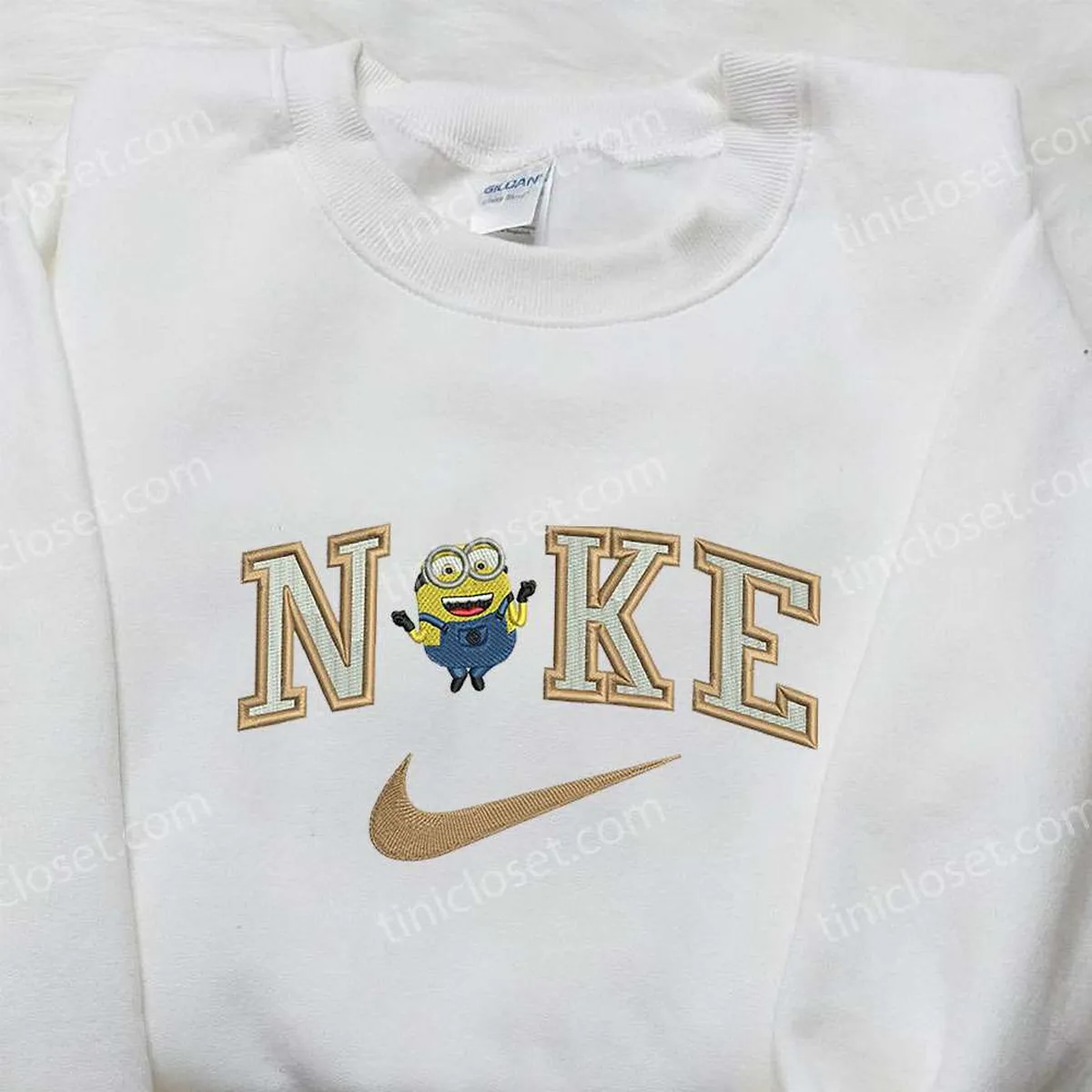 Nike x Kevin Minion Embroidered Hoodie, Nike Inspired Embroidered Sweatshirt, Cartoon Inspired Embroidered T-shirt