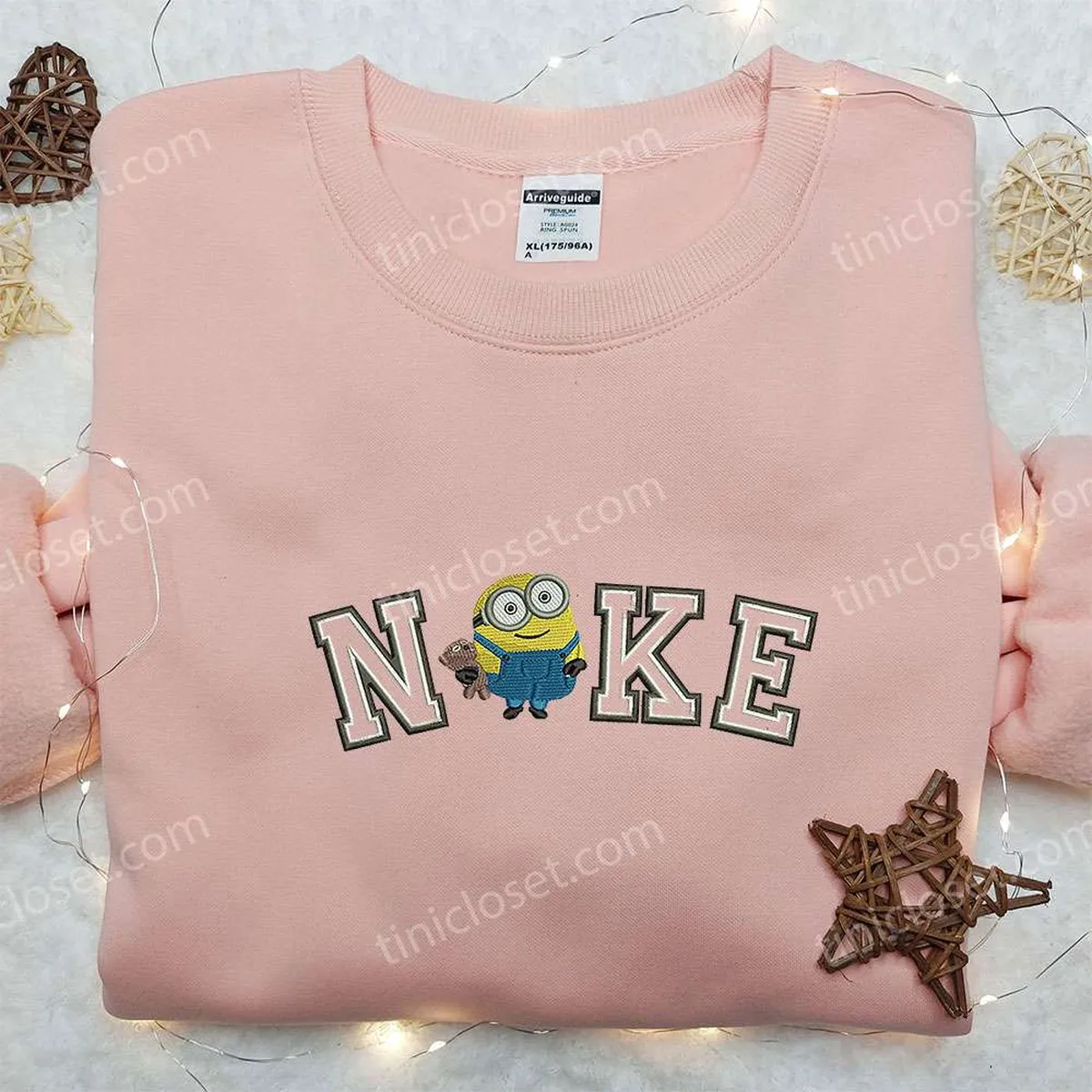 Nike x King Bob Minion Embroidered Shirt, Minion Cartoon Embroidered Shirt, Nike Inspired Embroidered Shirt