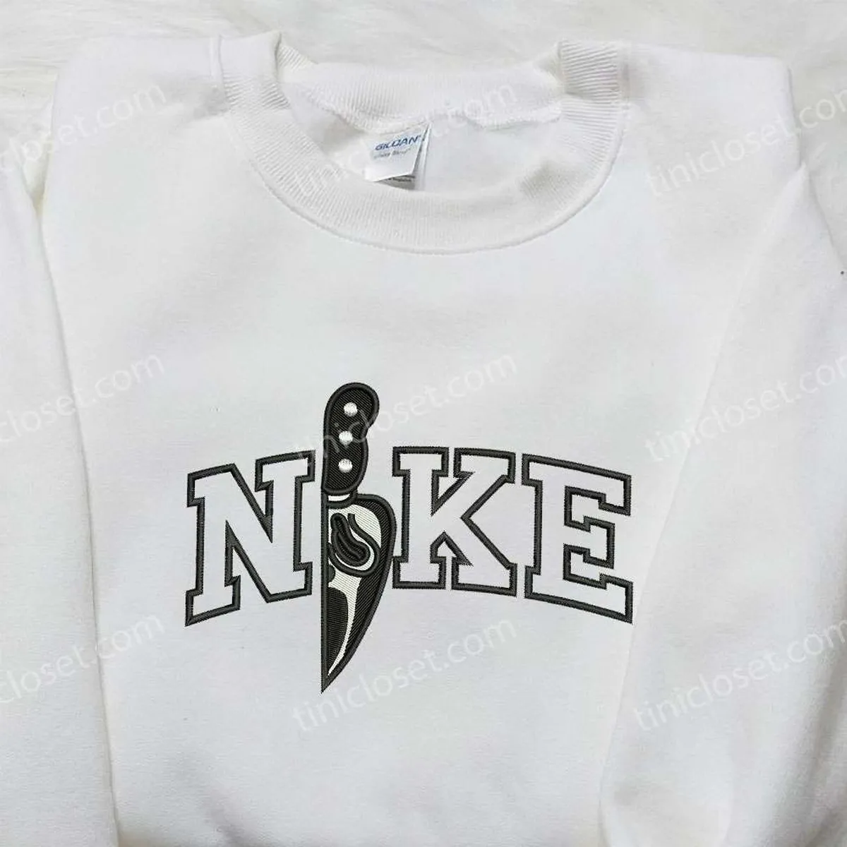 Nike x Knife Embroidered Shirt, Halloween Embroidered Shirt, Nike Inspired Embroidered Shirt