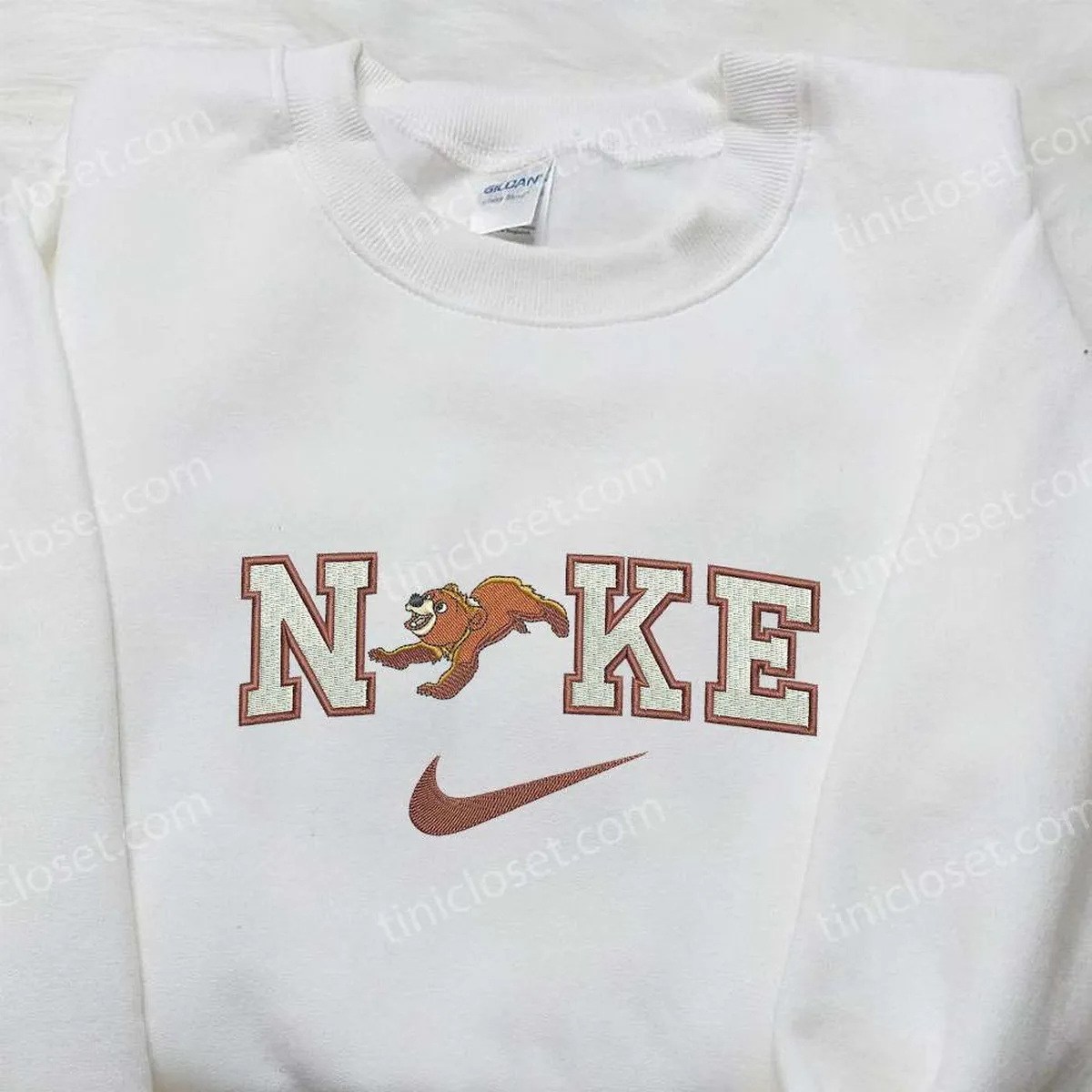 Nike x Koda Bear Embroidered Shirt, Nike Inspired Embroidered Shirt, Walt Disney Embroidered Shirt