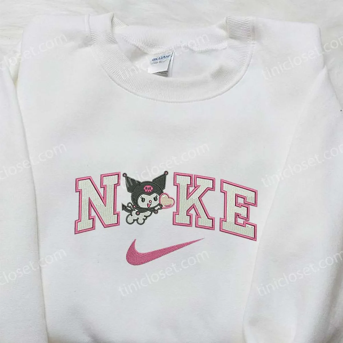 Nike x Kuromi Embroidered Shirt, Cartoon Embroidered Shirt, Custom Nike Embroidered Shirt