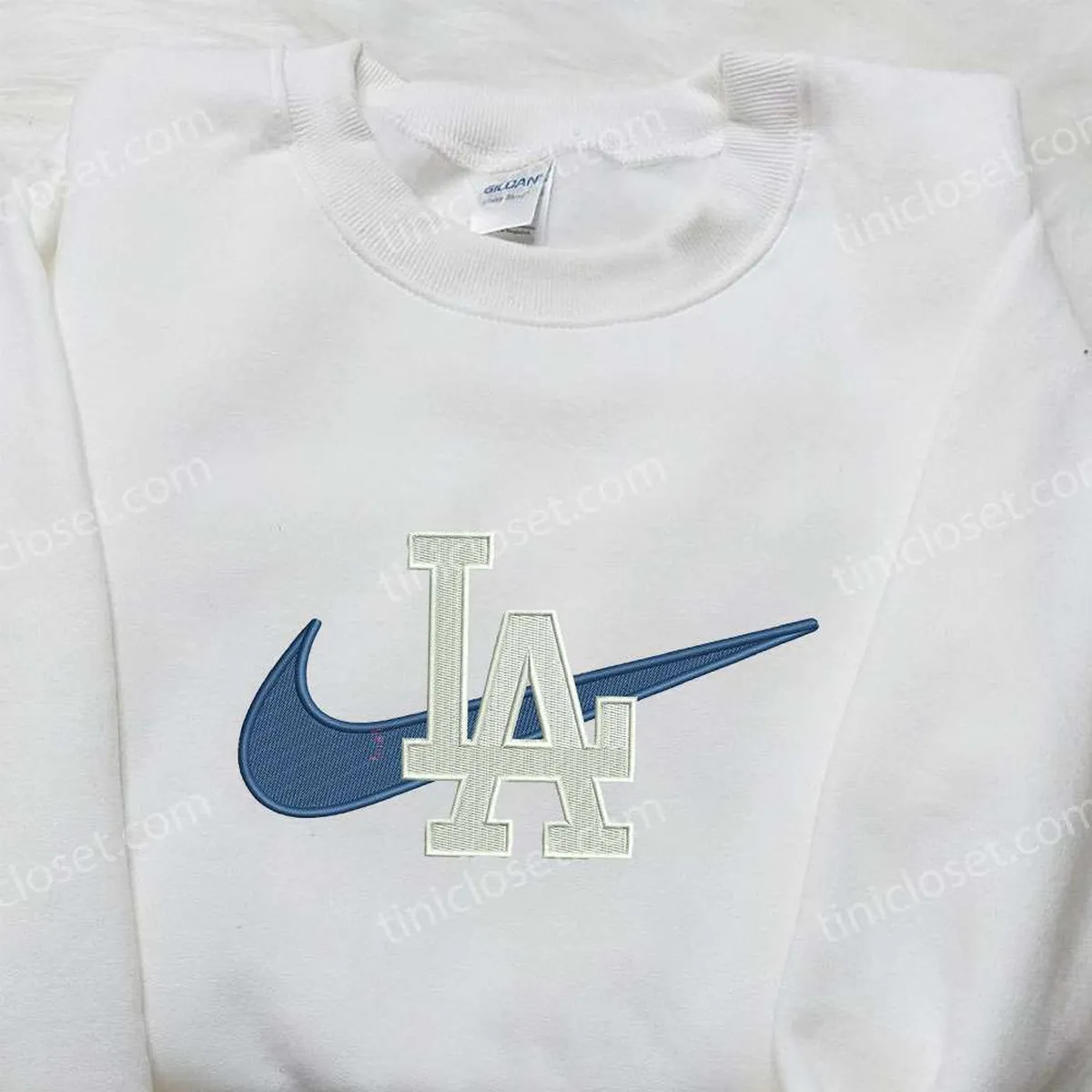 Nike x LA Embroidered Shirt, Custom Nike Embroidered Shirt, Best Gifts for Family